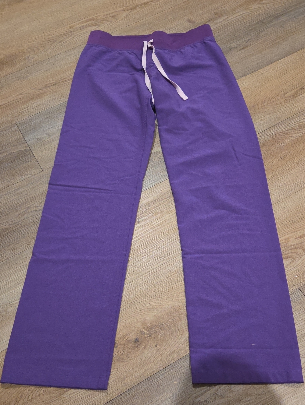 Figs Purple Drawstring Scrub Pants with Pink Tie